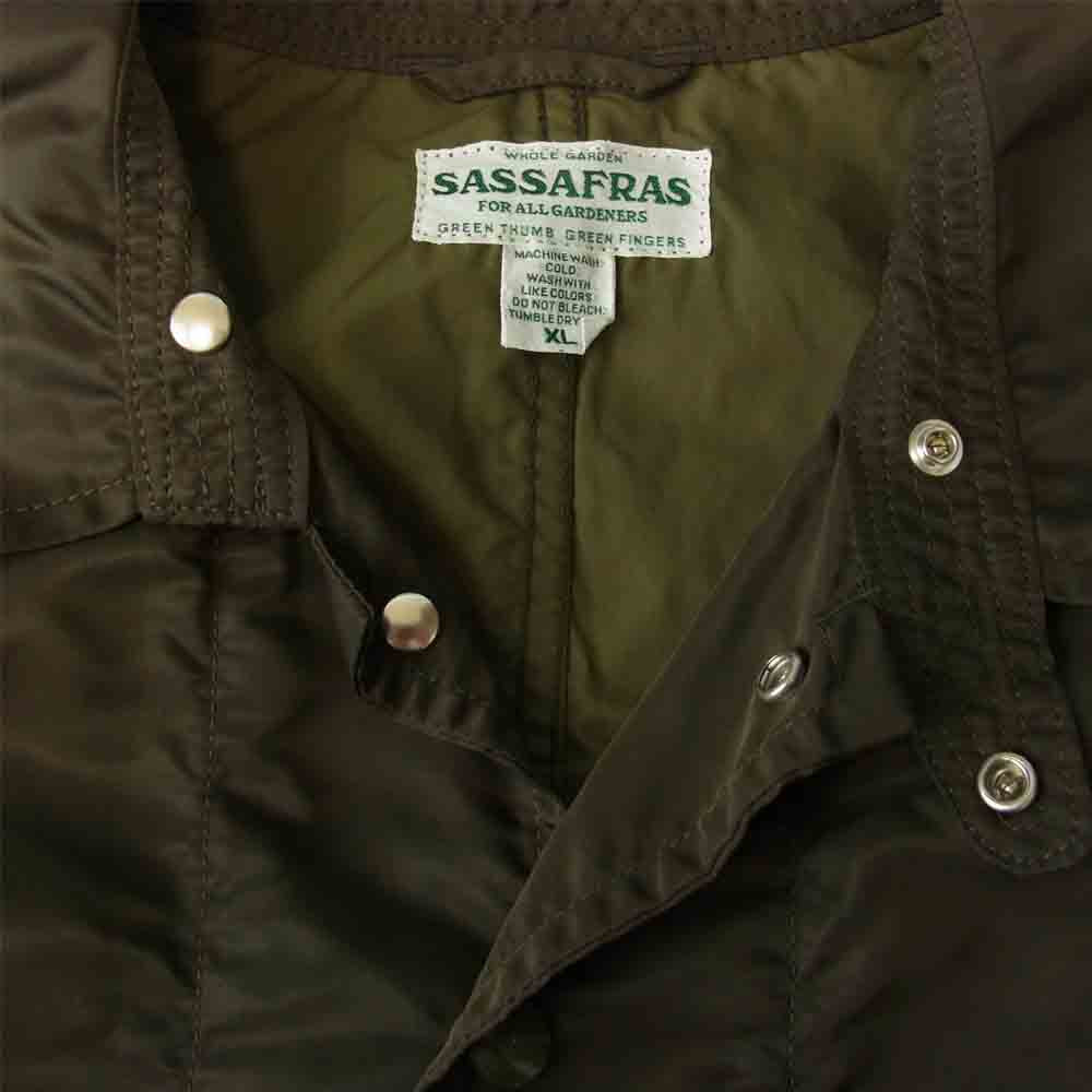 SASAFRAS ササフラス FALL LEAF COAT NYRON TWILL フォール リーフ コート ナイロン ツイル カーキ系 XL【美品】【中古】