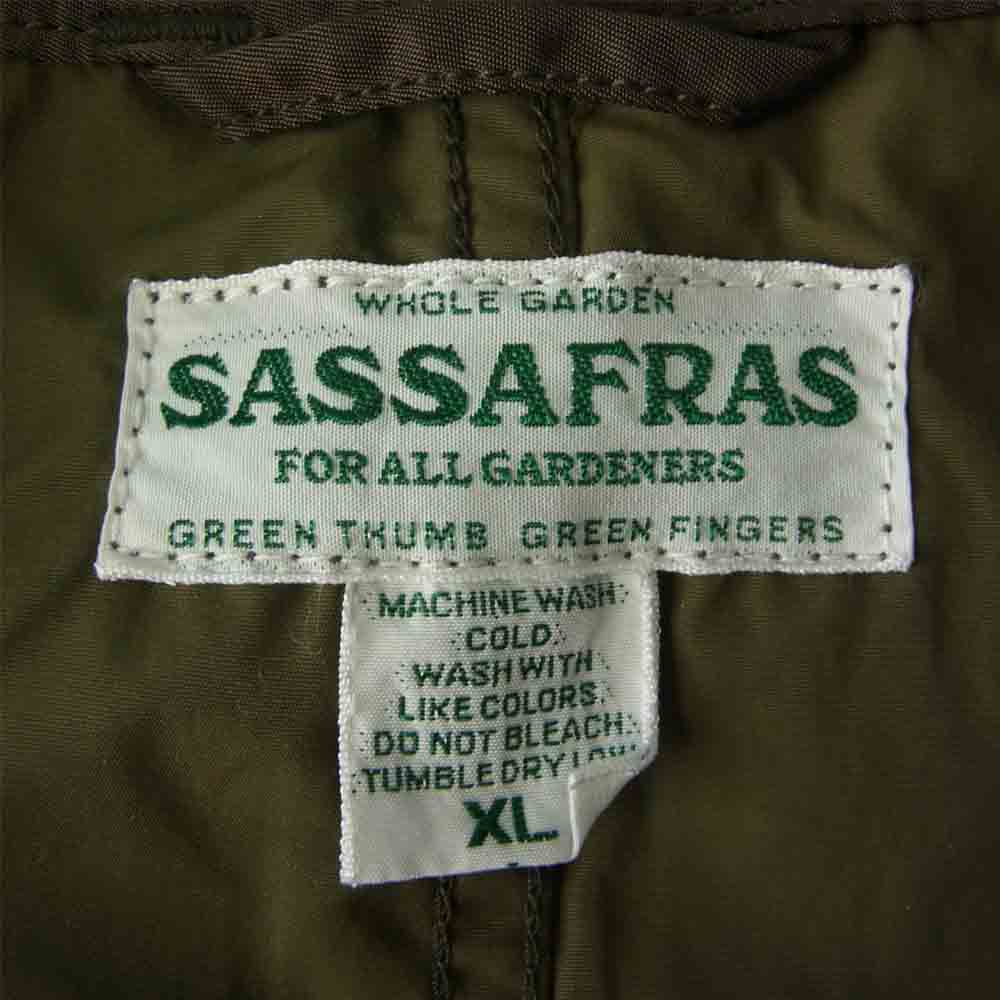 SASAFRAS ササフラス FALL LEAF COAT NYRON TWILL フォール リーフ コート ナイロン ツイル カーキ系 XL【美品】【中古】