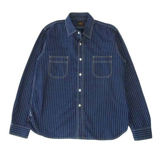 TENDERLOIN テンダーロイン 日本製 T-POLKA DOT SHIRT コットン ドット ストライプ 長袖 シャツ インディゴブルー系 S【中古】