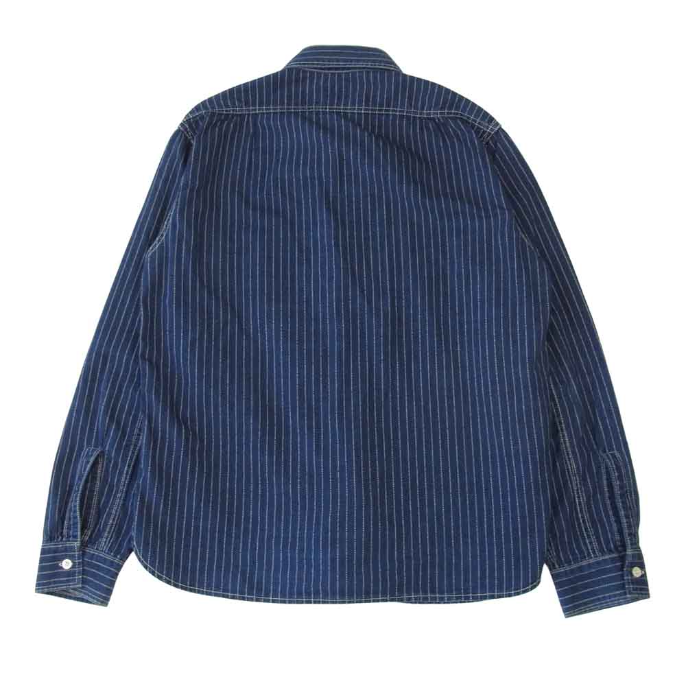 TENDERLOIN テンダーロイン 日本製 T-POLKA DOT SHIRT コットン ドット ストライプ 長袖 シャツ インディゴブルー系 S【中古】