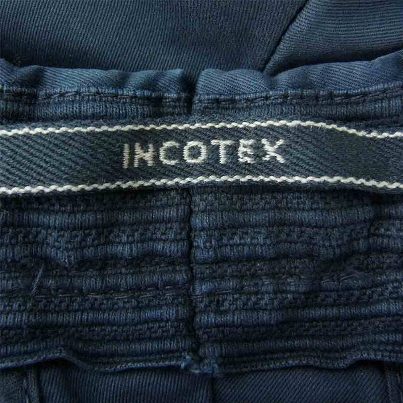 INCOTEX インコテックス コットン スラックス パンツ スリムフィット ネイビー系 30【中古】