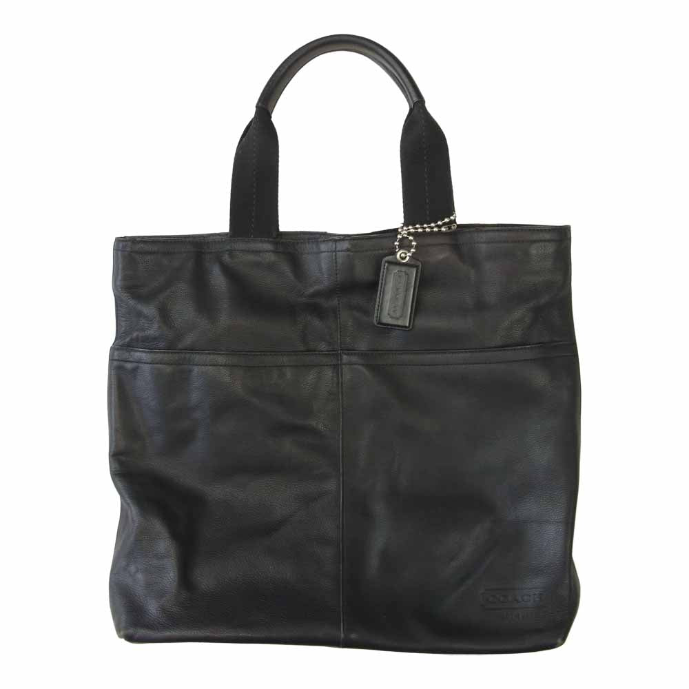 COACH コーチ 70310 フルグレイン レザー ハンド トート バッグ ブラック系【中古】
