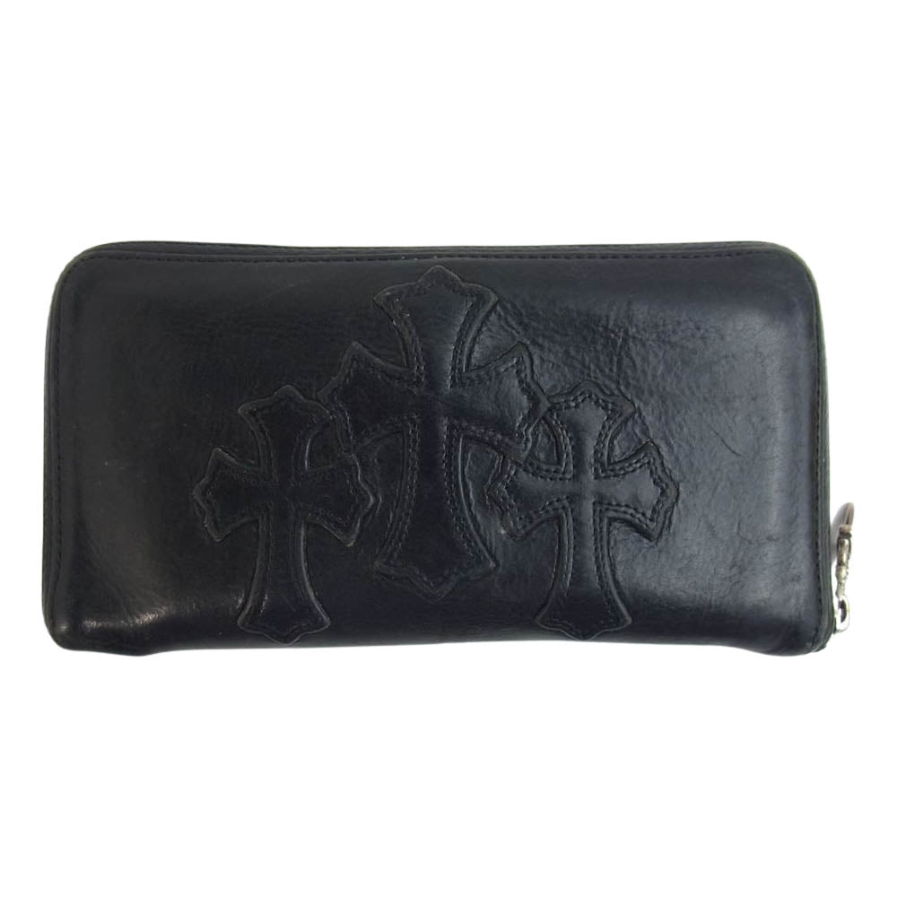 CHROME HEARTS クロムハーツ（原本無） REC F ZIP セメタリークロス レザー ウォレット ブラック系【中古】