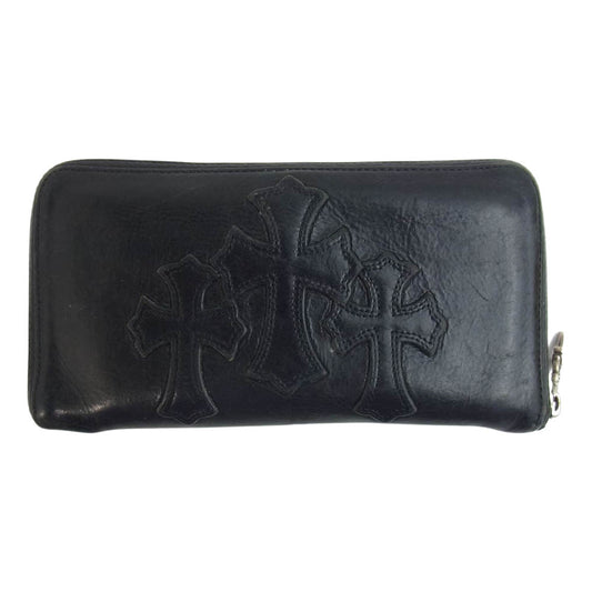 CHROME HEARTS クロムハーツ（原本無） REC F ZIP セメタリークロス レザー ウォレット ブラック系【中古】