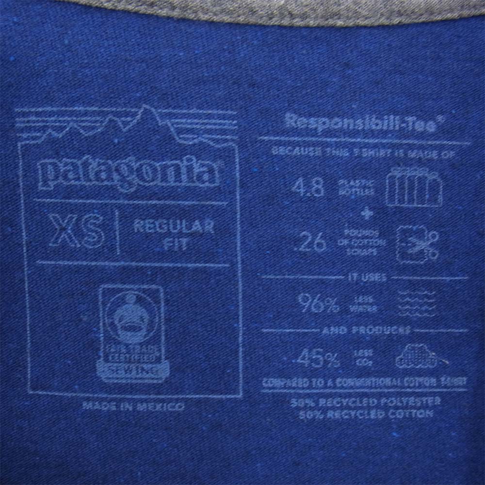 patagonia パタゴニア P-6 ロゴ レスポンシビリティ―  Tシャツ ブルー系 XS【中古】