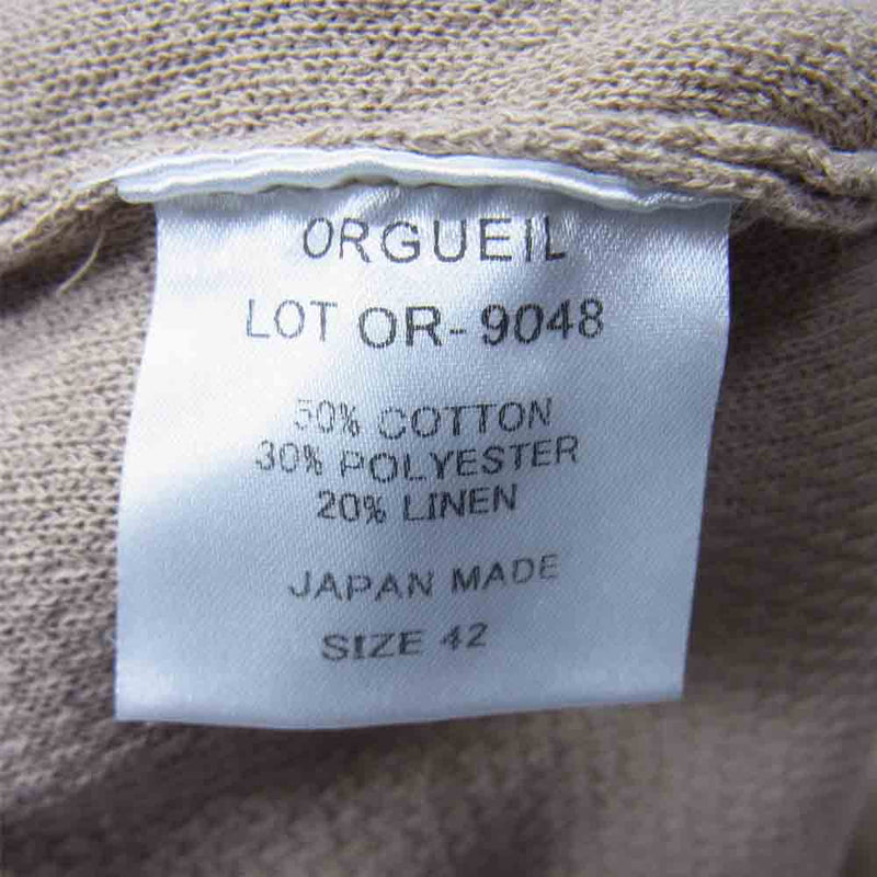 ORGUEIL オルゲイユ OR-9048 Knit Long Sleeve ニット ロング スリーブ 長袖 ベージュ系 42【新古品】【未使用】【中古】