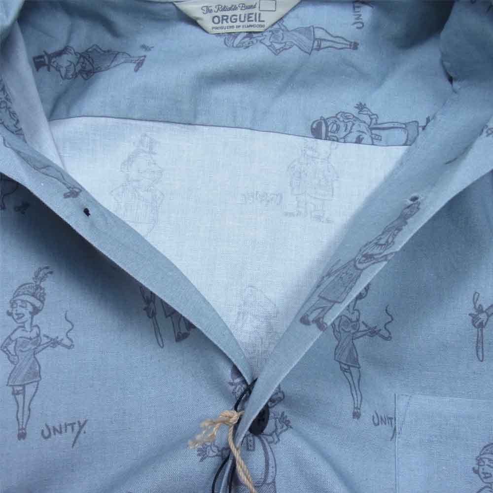ORGUEIL オルゲイユ OR-5057 Long Sleeve Open Coller Shirt ロング スリーブ オープン カラー シャツ グレー系 42【新古品】【未使用】【中古】
