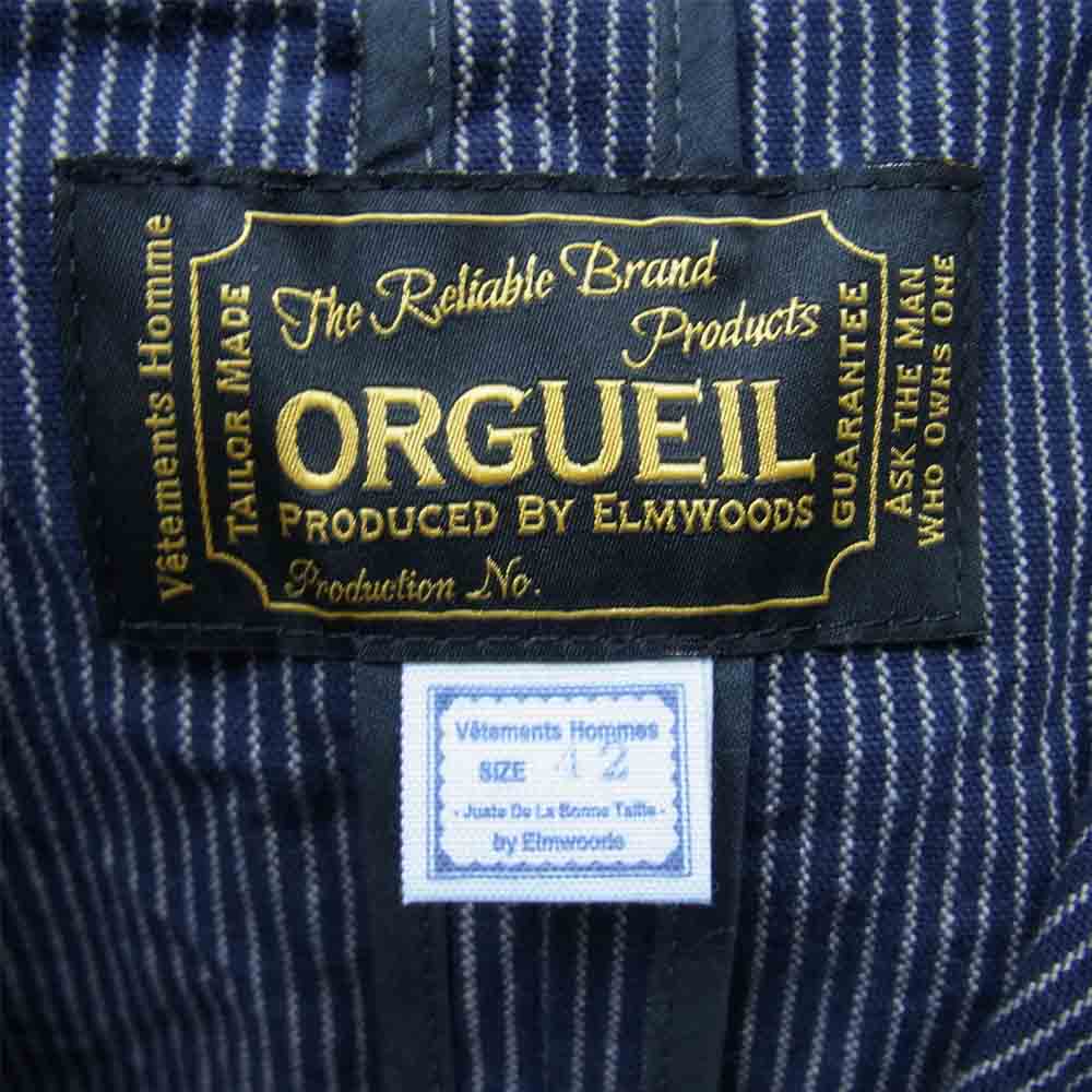 ORGUEIL オルゲイユ OR-4198A Stripe Sack Jacket ストライプ サック ジャケット ネイビー系 42【新古品】【未使用】【中古】