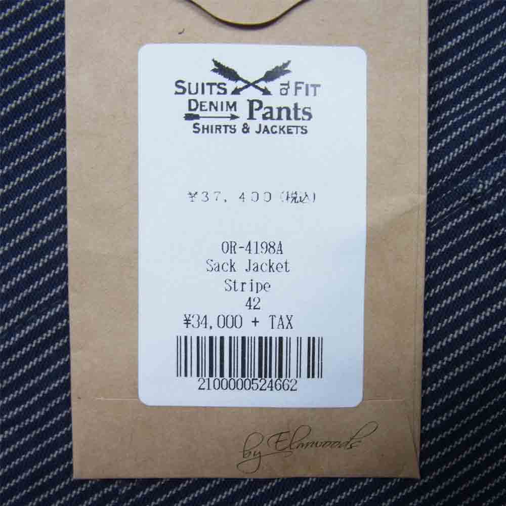 ORGUEIL オルゲイユ OR-4198A Stripe Sack Jacket ストライプ サック ジャケット ネイビー系 42【新古品】【未使用】【中古】