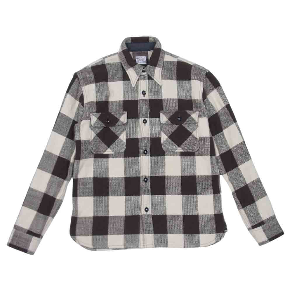 THE FLAT HEAD ザフラットヘッド ネル チェック 長袖 シャツ ダークブラウン系 36【中古】