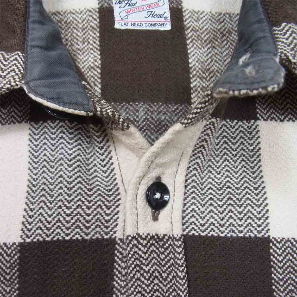 THE FLAT HEAD ザフラットヘッド ネル チェック 長袖 シャツ ダークブラウン系 36【中古】