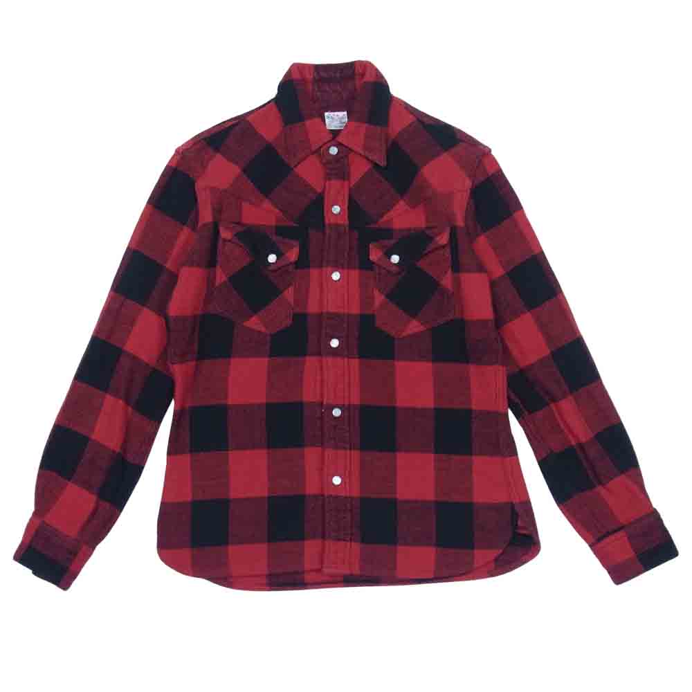 THE FLAT HEAD ザフラットヘッド ヘビー ネル チェック 長袖シャツ レッド系 36【中古】