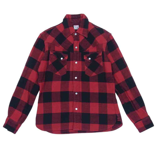 THE FLAT HEAD ザフラットヘッド ヘビー ネル チェック 長袖シャツ レッド系 36【中古】