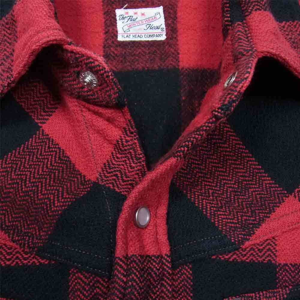THE FLAT HEAD ザフラットヘッド ヘビー ネル チェック 長袖シャツ レッド系 36【中古】