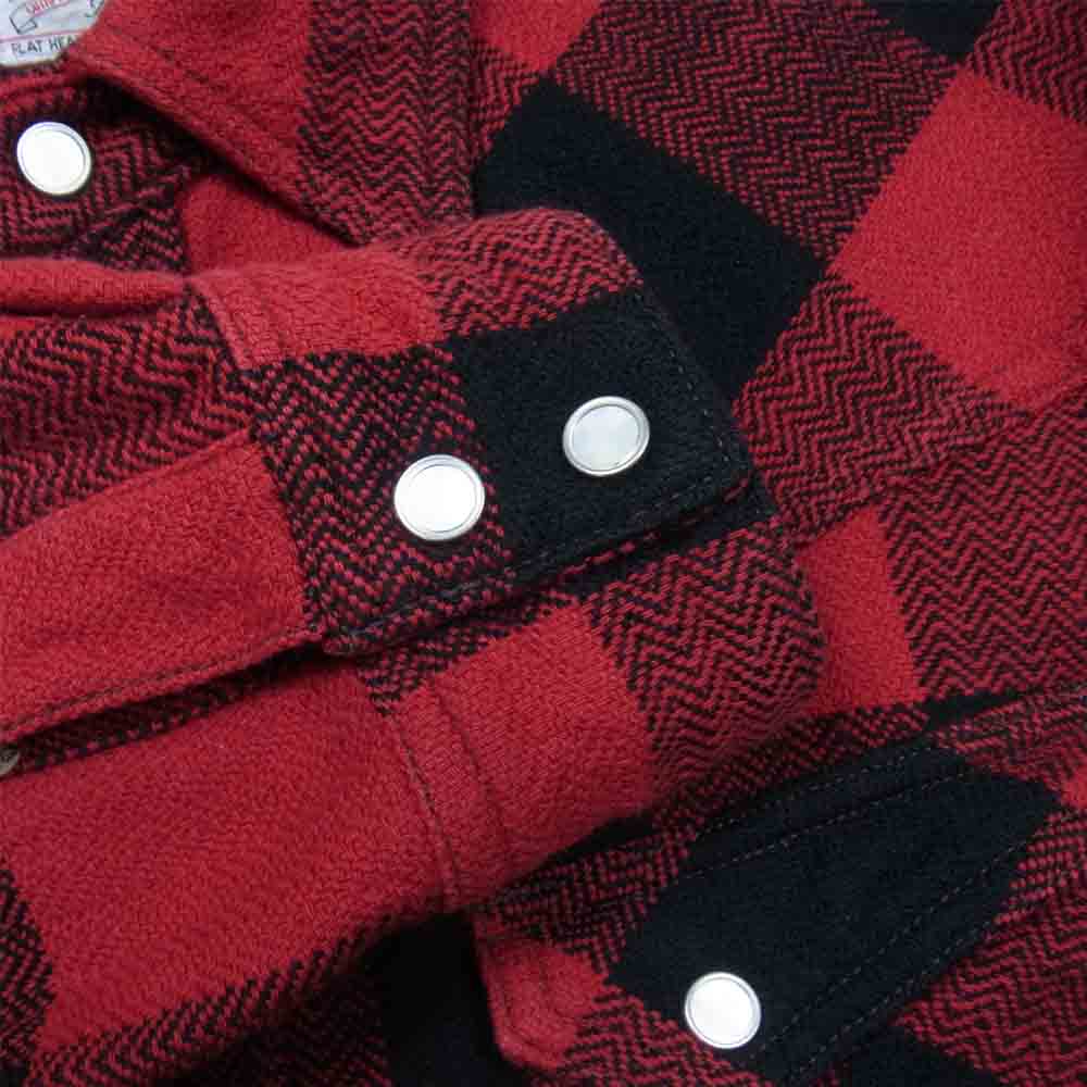 THE FLAT HEAD ザフラットヘッド ヘビー ネル チェック 長袖シャツ レッド系 36【中古】