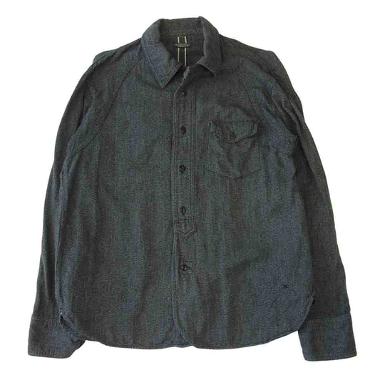 ブラックサイン ゴマ塩 チンストラップ シャツ ブラック系 40【中古】
