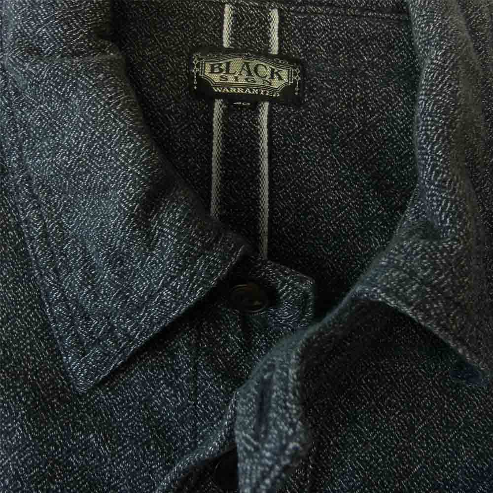 ブラックサイン ゴマ塩 チンストラップ シャツ ブラック系 40【中古】