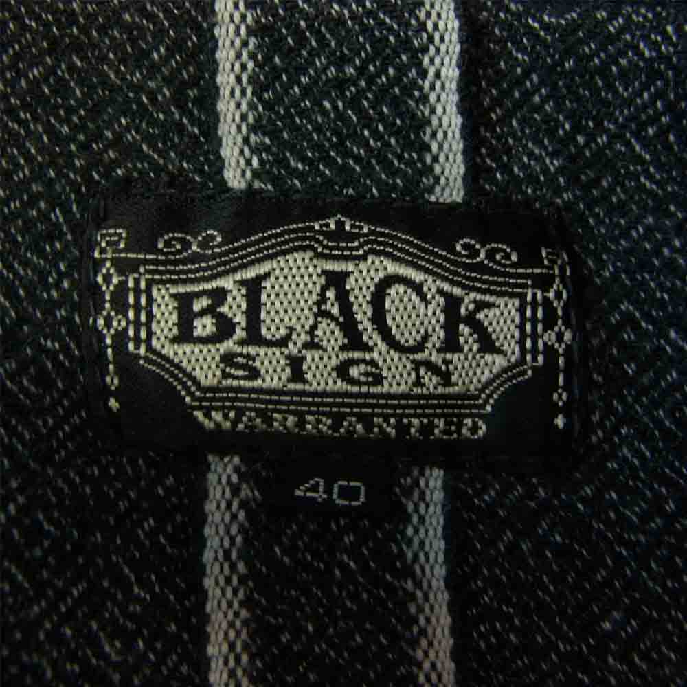 ブラックサイン ゴマ塩 チンストラップ シャツ ブラック系 40【中古】
