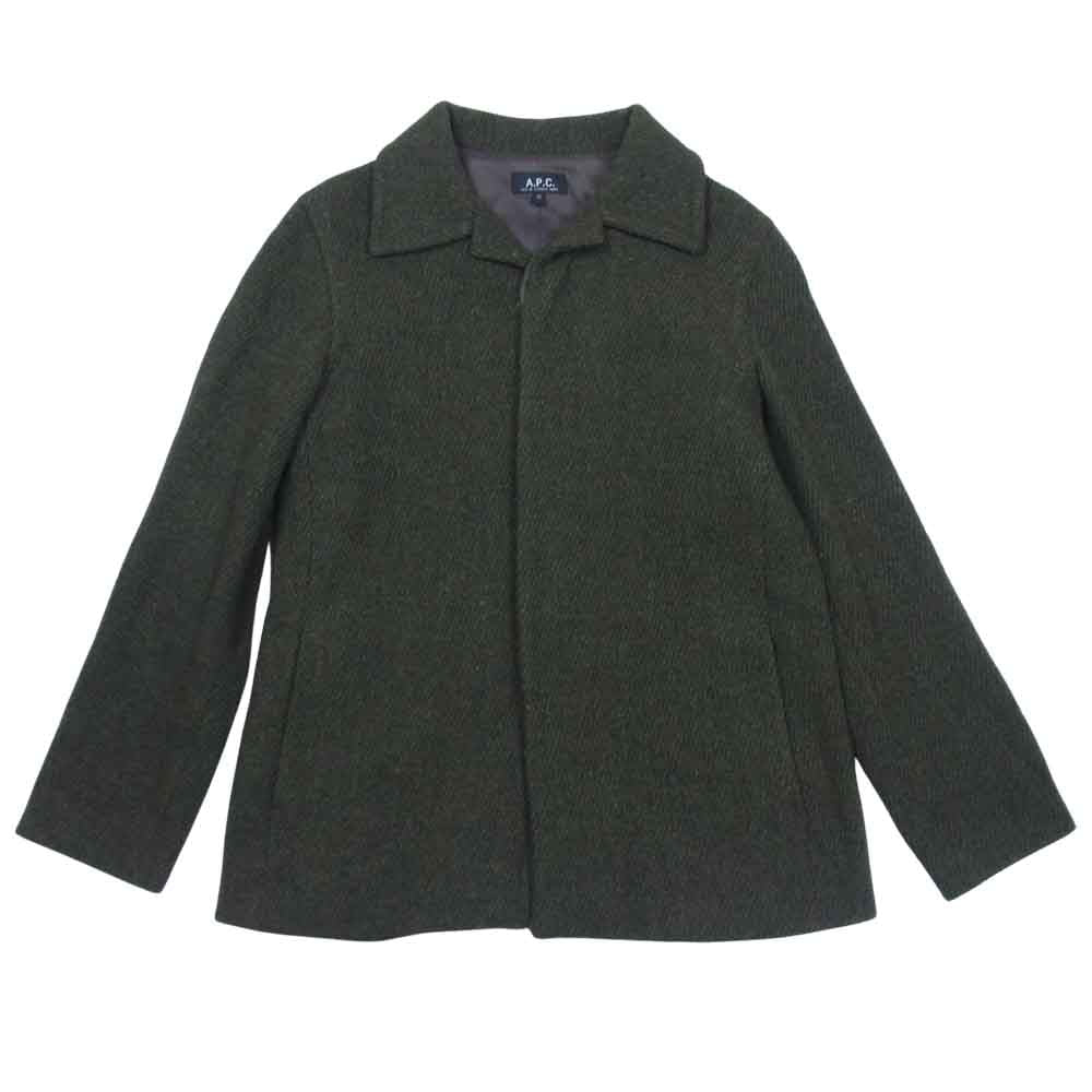 A.P.C. アーペーセー D-TK447 イタリア製 比翼 ウール ジャケット コート モスグリーン系 M【中古】
