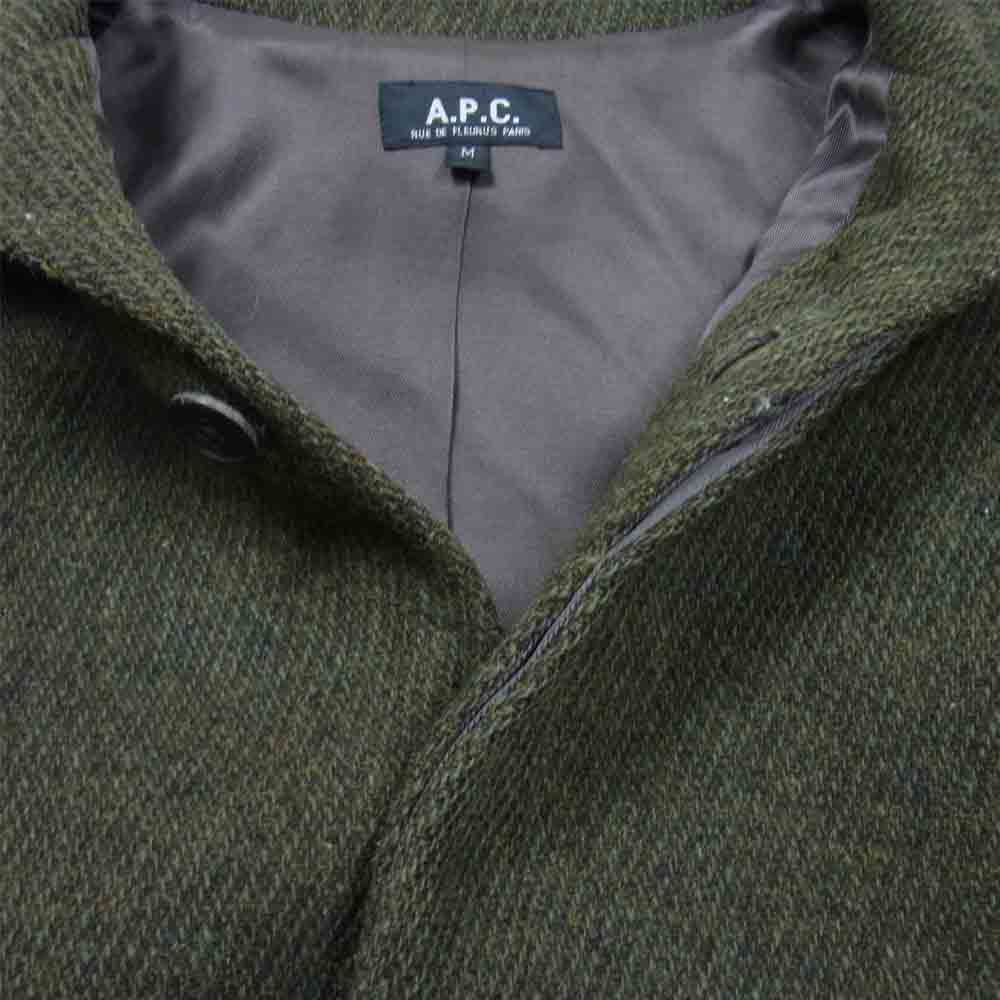 A.P.C. アーペーセー D-TK447 イタリア製 比翼 ウール ジャケット コート モスグリーン系 M【中古】