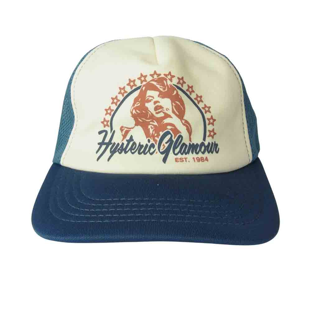HYSTERIC GLAMOUR ヒステリックグラマー 0222QH01 ガール プリント メッシュ キャップ ブルー系 F【中古】