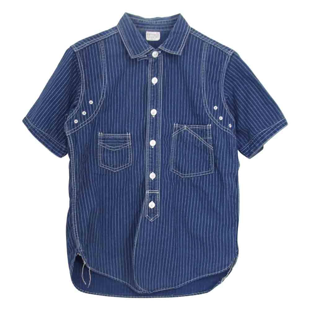 FREEWHEELERS フリーホイーラーズ ウォバッシュ 半袖シャツ ネイビー系 14【中古】