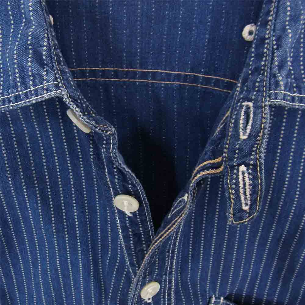 FREEWHEELERS フリーホイーラーズ ウォバッシュ 半袖シャツ ネイビー系 14【中古】