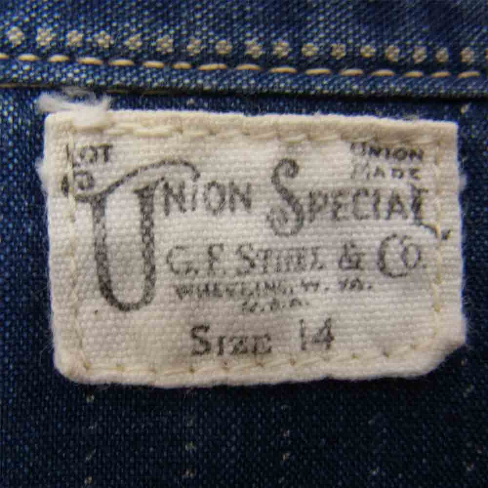 FREEWHEELERS フリーホイーラーズ ウォバッシュ 半袖シャツ ネイビー系 14【中古】