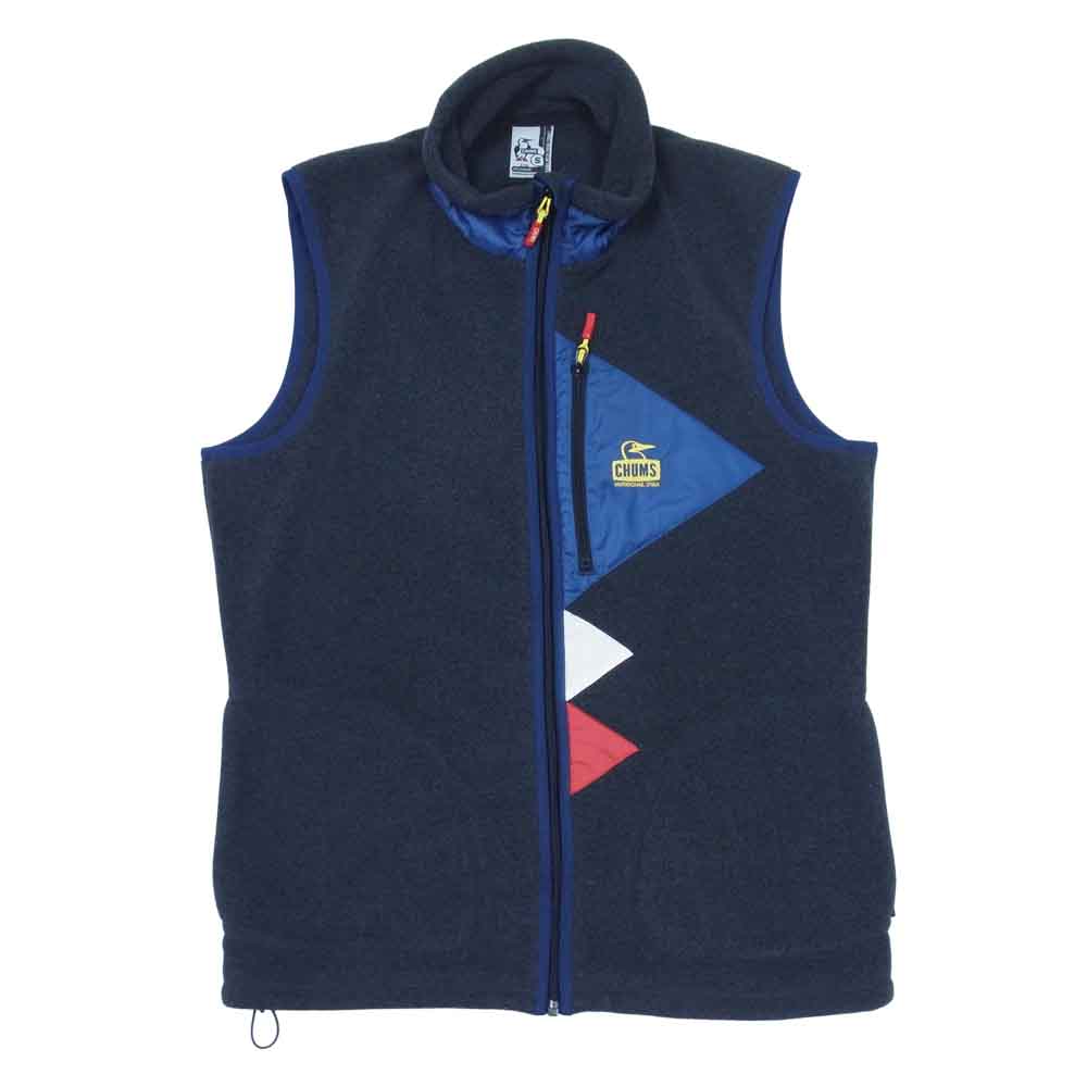 CHUMS チャムス Polar Flag Vest ポーラー フラッグ フリース ベスト チャコール系 S【中古】