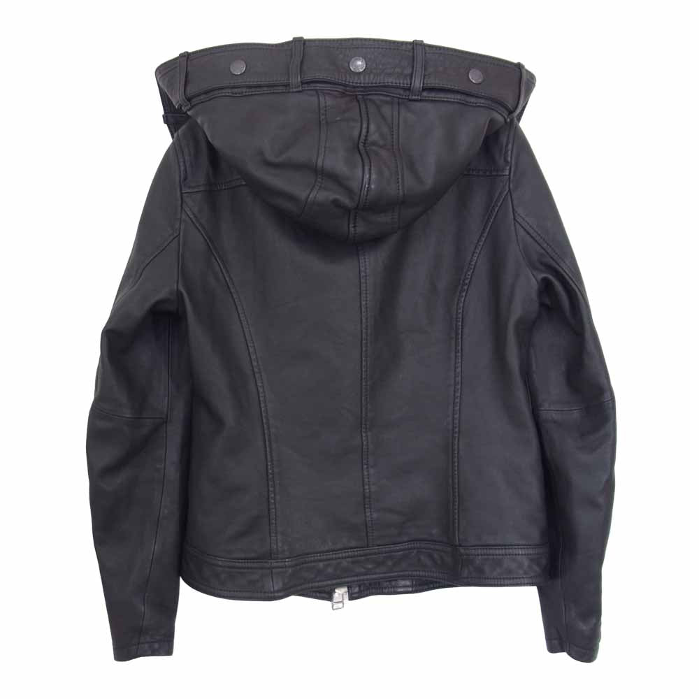 AVIREX アヴィレックス 6201020 Belle HOOD BELT SHORT LEATHER ラムレザー フード ベルト ショート レザー ジャケット ブラック系 S【中古】