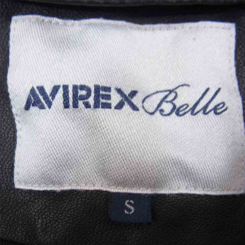 AVIREX アヴィレックス 6201020 Belle HOOD BELT SHORT LEATHER ラムレザー フード ベルト ショート レザー ジャケット ブラック系 S【中古】