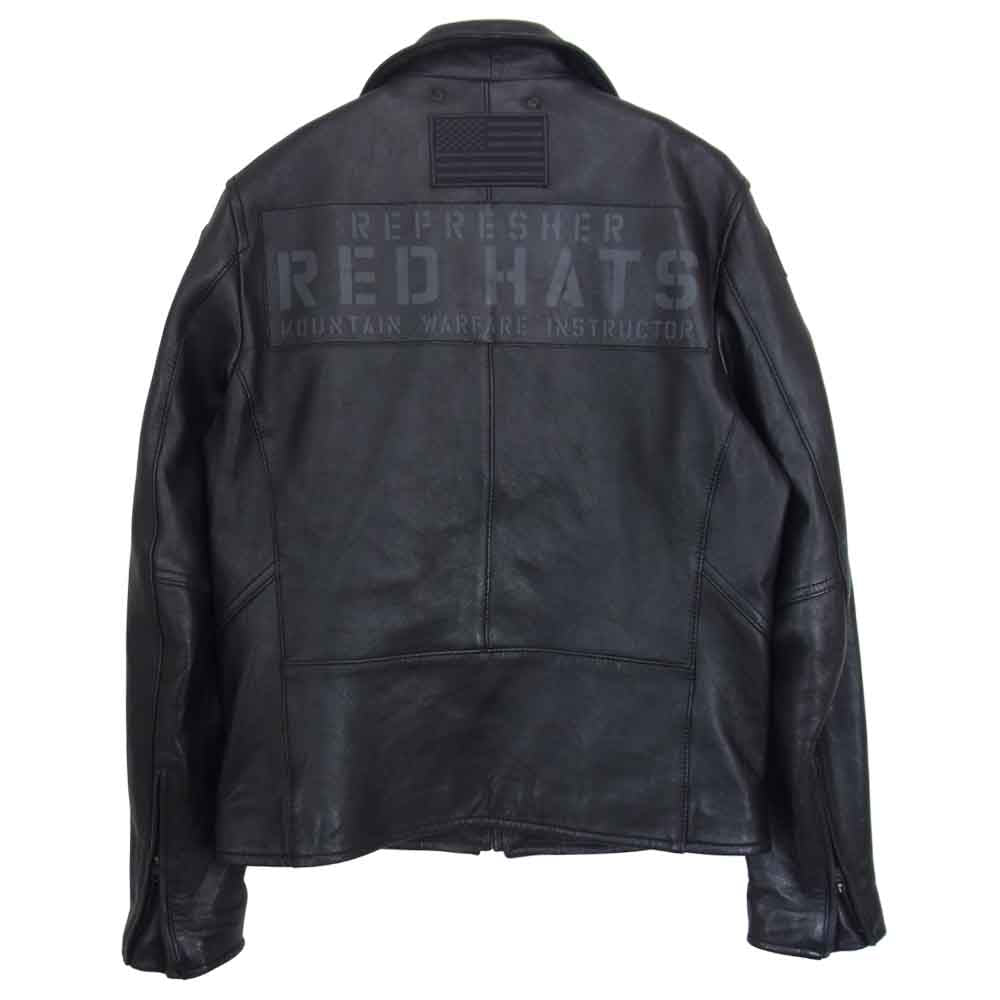 AVIREX アヴィレックス 6191058 ラムレザー ワッペン ライダース ジャケット ブラック系 M【中古】