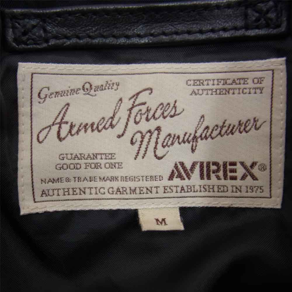 AVIREX アヴィレックス 6191058 ラムレザー ワッペン ライダース ジャケット ブラック系 M【中古】