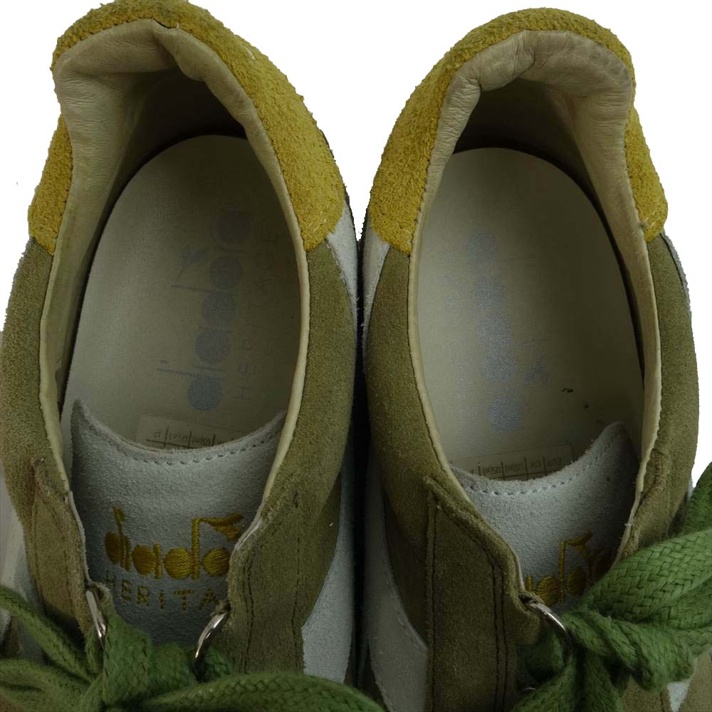 Diadora ディアドラ 60062 EQUIPE KIDSKIN エキップ キッドスキン スエード スニーカー カーキ系 26cm【中古】
