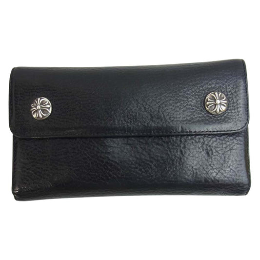 CHROME HEARTS クロムハーツ（原本有） WAVE WALLET ウェーブウォレット クロスボール ブラック系【中古】