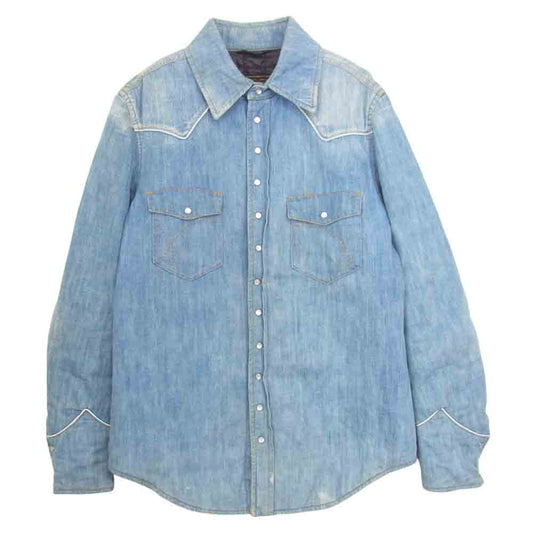 DUVETICA デュベティカ 国内正規品 MAES ダウンライニング デニム シャツ インディゴブルー系 46【中古】