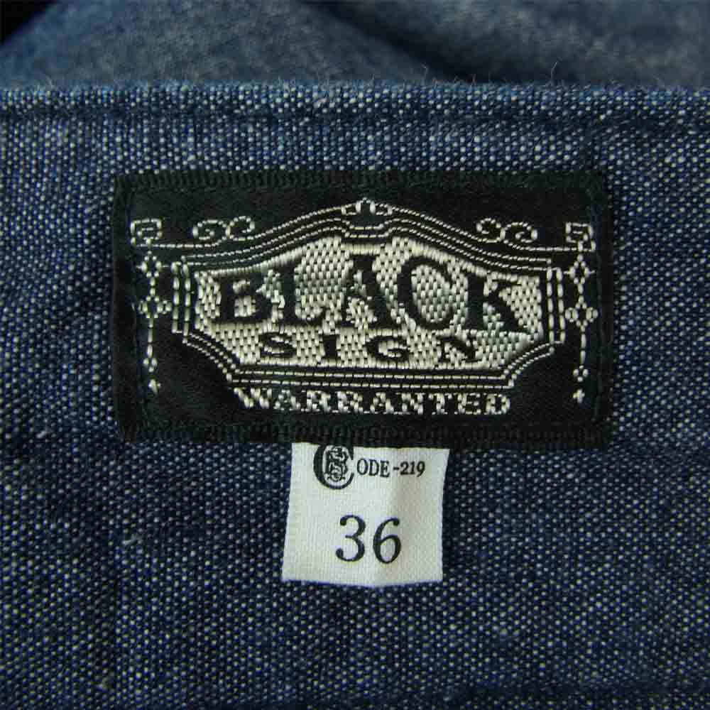 BLACK SIGN ブラックサイン Chambray Marine Trousers シャンブレー トラウザーズ  インディゴブルー系 36【中古】