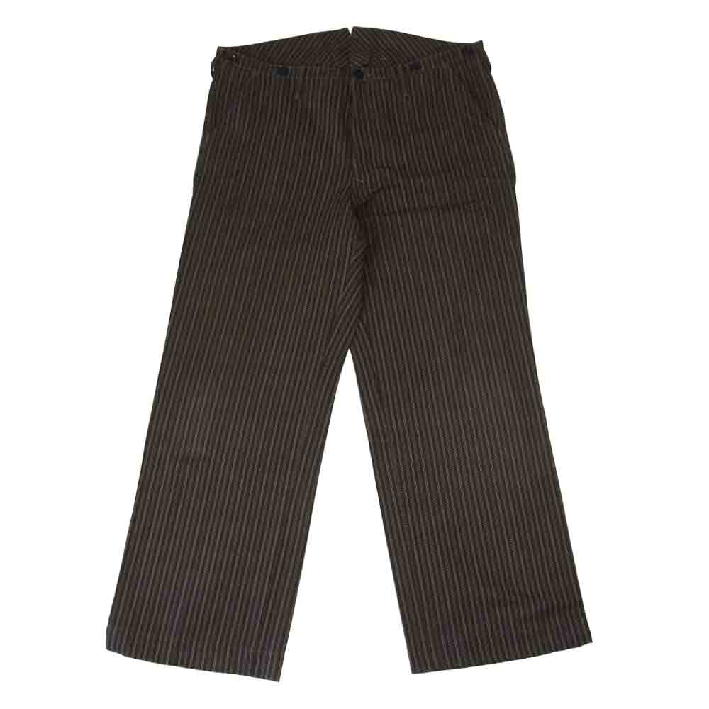 アジャスタブルコスチュー ヘリンボーン ストライプ バギー パンツ トラウザーズ  ブラウン系 36【中古】