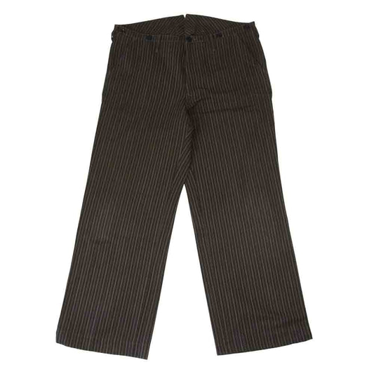 アジャスタブルコスチュー ヘリンボーン ストライプ バギー パンツ トラウザーズ  ブラウン系 36【中古】