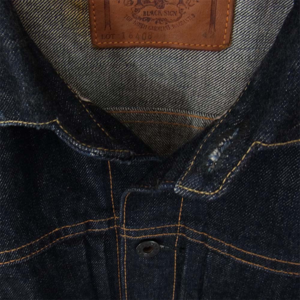 BLACK SIGN ブラックサイン BSSJ-16408 14OZ BS DENIM PLEATS JACKET デニム プリーツ ジャケット インディゴブルー系 42【中古】