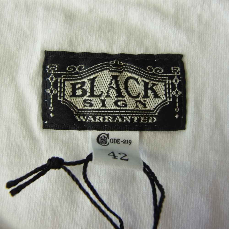 BLACK SIGN ブラックサイン BSSN-19304B Ritual Skull V-Neck Tee スカル  ホワイト系 42【新古品】【未使用】【中古】
