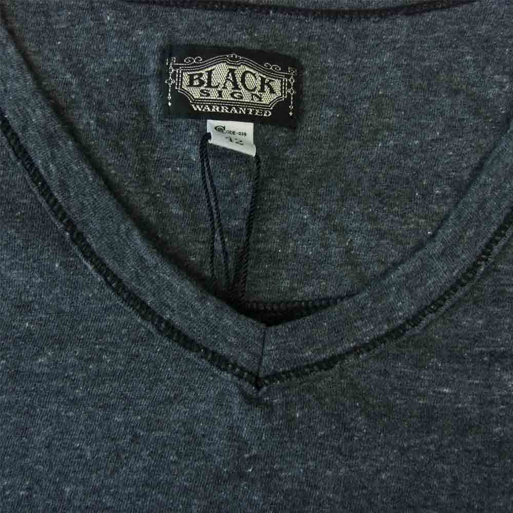 BLACK SIGN ブラックサイン BSSN-16309B V-Neck Tee Vネック Tシャツ グレー系 42【新古品】【未使用】【中古】