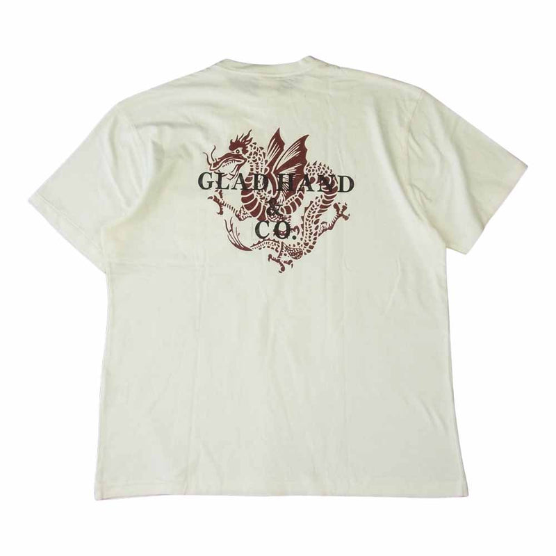 GLADHAND & Co. グラッドハンド DRAGON - S/S T-SHIRTS ドラゴン プリント Tシャツ ホワイト系 XL【新古品】【未使用】【中古】