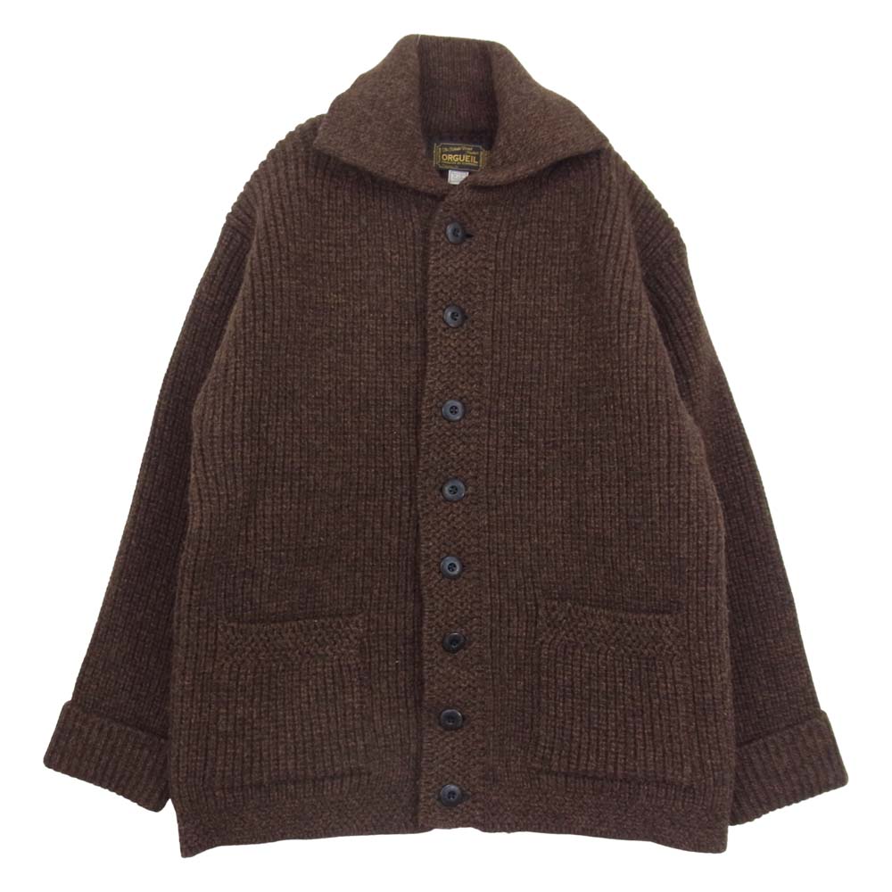 ORGUEIL オルゲイユ OR-4011 Shetland Wool Knit シェットランド ウール ニット カーディガン ブラウン系 40【中古】