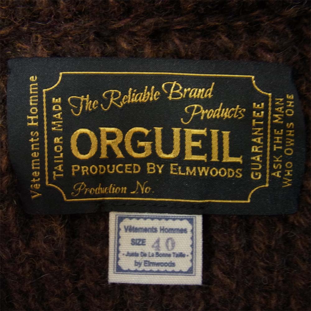 ORGUEIL オルゲイユ OR-4011 Shetland Wool Knit シェットランド ウール ニット カーディガン ブラウン系 40【中古】
