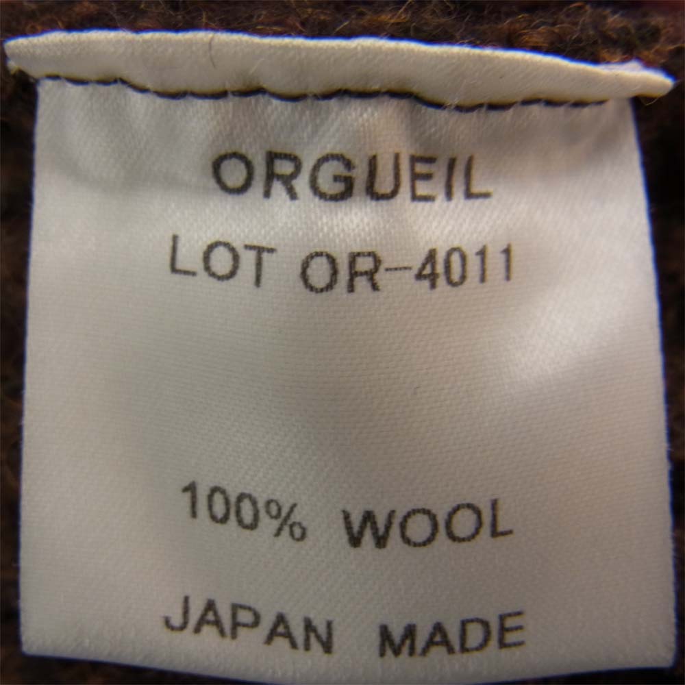 ORGUEIL オルゲイユ OR-4011 Shetland Wool Knit シェットランド ウール ニット カーディガン ブラウン系 40【中古】