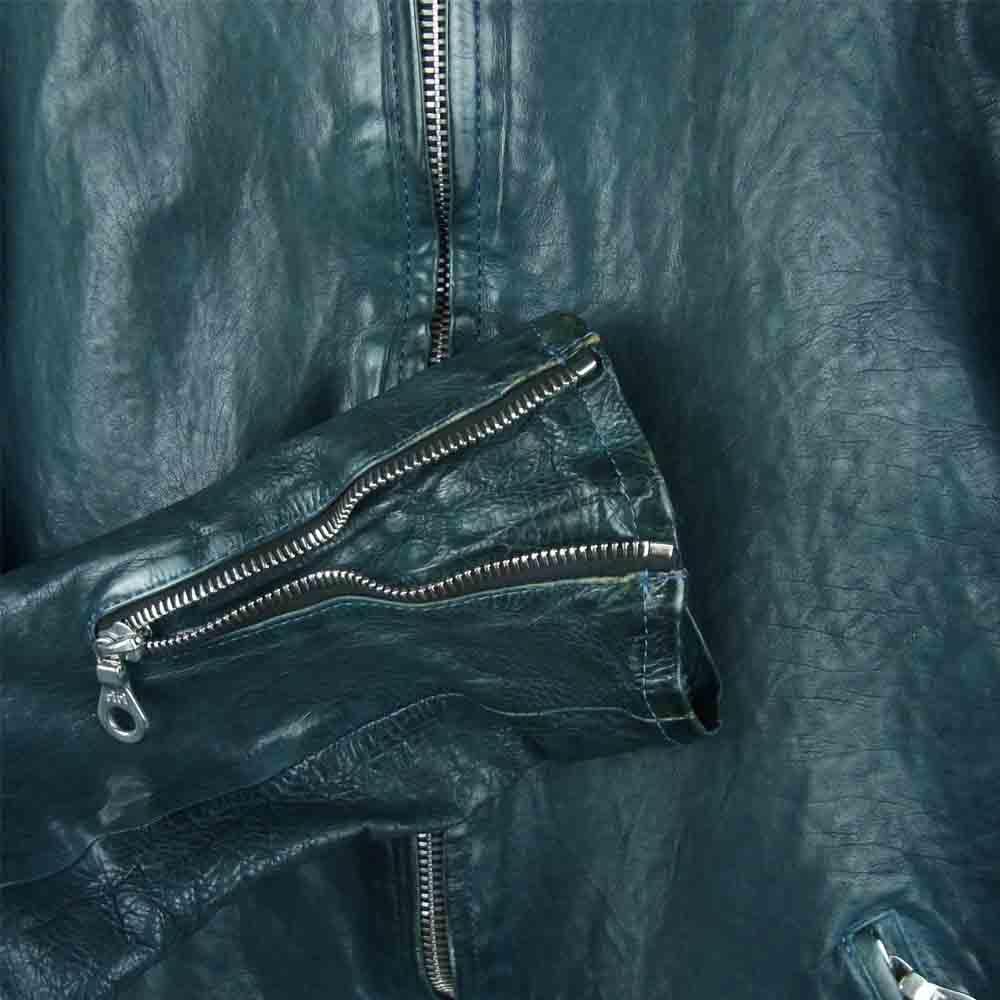 ISAMUKATAYAMA BACKLASH イサムカタヤマバックラッシュ 1498-02 JAPANESE CALF LEATHER JAKET ジャパンカーフ 製品染め レザー シングル ライダース ジャケット ネイビー系 S 1【中古】