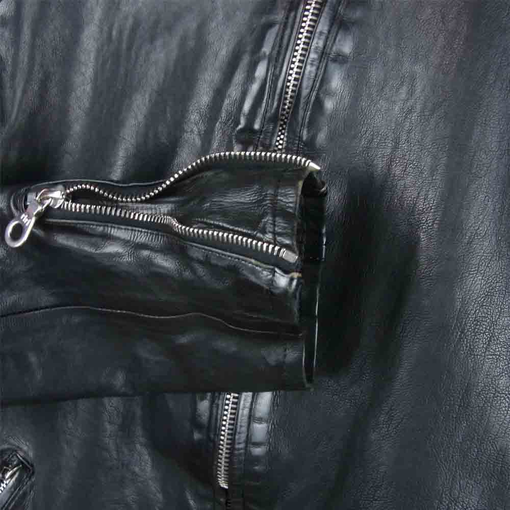 ISAMUKATAYAMA BACKLASH イサムカタヤマバックラッシュ 1498-02 JAPANESE CALF LEATHER JAKET ジャパンカーフ 製品染め レザー シングル ライダース ジャケット ブラック系 M 2【中古】