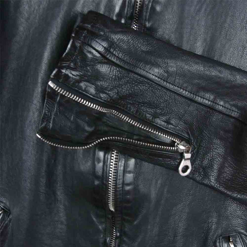 ISAMUKATAYAMA BACKLASH イサムカタヤマバックラッシュ 1498-02 JAPANESE CALF LEATHER JAKET ジャパンカーフ 製品染め レザー シングル ライダース ジャケット ブラック系 M 2【中古】