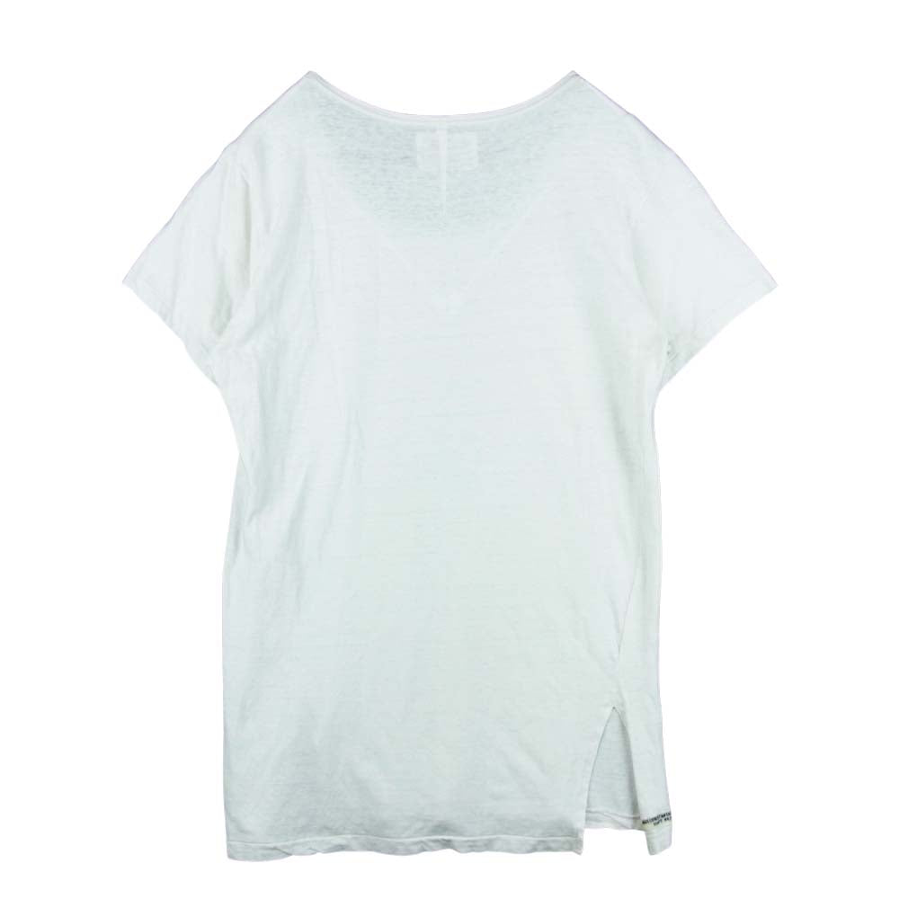 Yohji Yamamoto ヨウジヤマモト HD-T55-076 REGULATION MEN 21SS BELGIUM LINEN PLAIN STITCH U NECK HALF SLEEVES ベルギーリネン Uネック 半袖 Tシャツ オフホワイト系 1【中古】